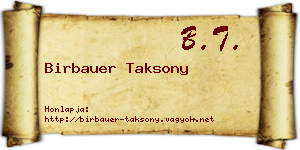 Birbauer Taksony névjegykártya